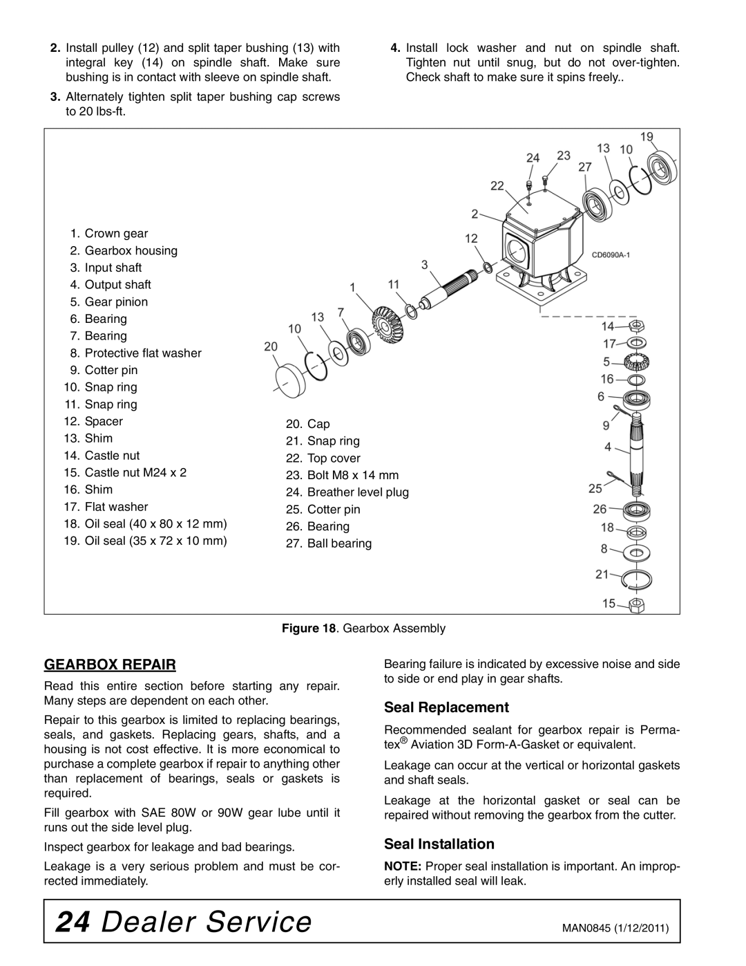 Woods Equipment RD990X manual Gearbox Repair, Seal Replacement, Seal Installation 