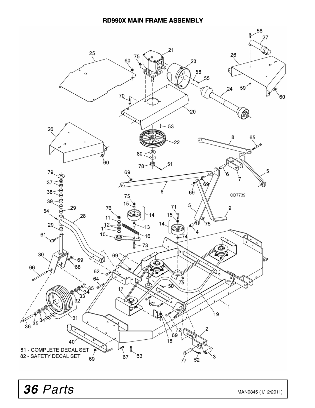 Woods Equipment manual Parts, RD990X MAIN FRAME ASSEMBLY 
