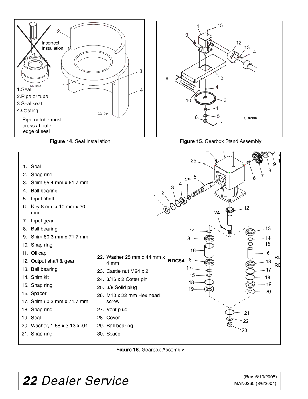 Woods Equipment RDC54, RD60, RD72 manual Seal Installation 