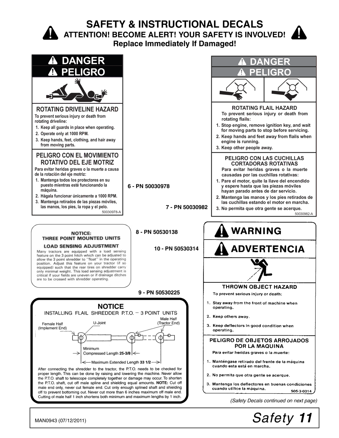 Woods Equipment S30CD manual Peligro 