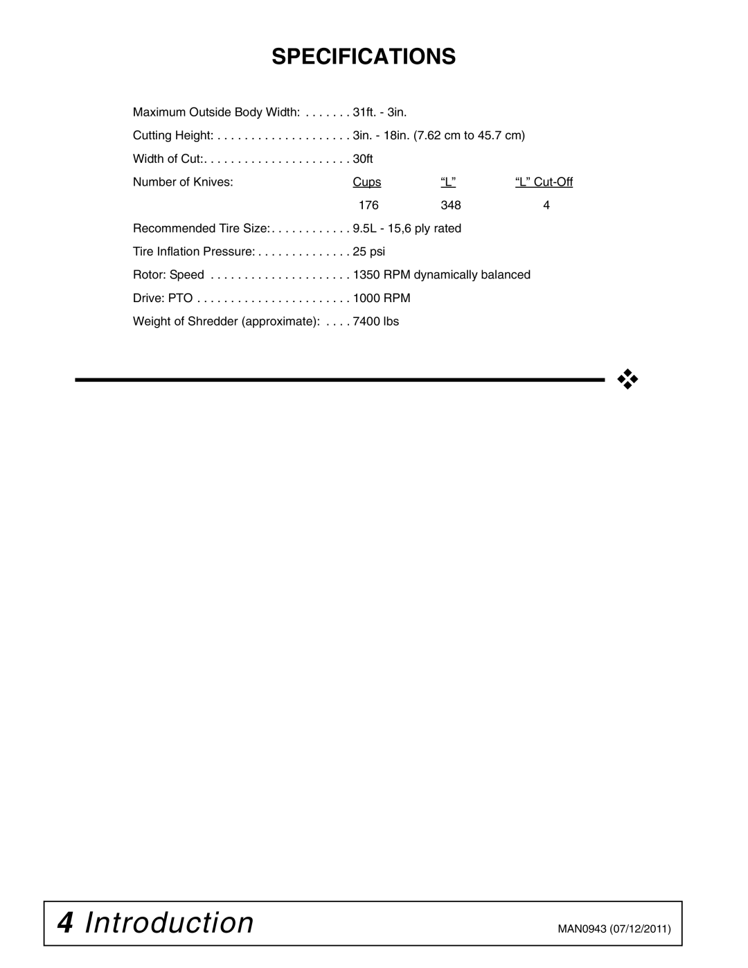 Woods Equipment S30CD manual Specifications 