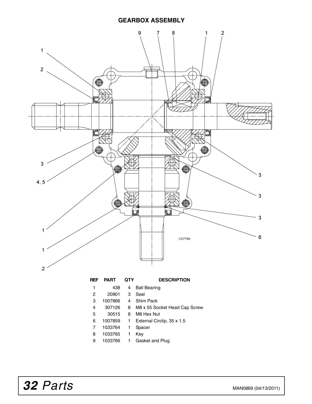 Woods Equipment SB84S, SB54S, SB74S, SB64S manual Gearbox Assembly 