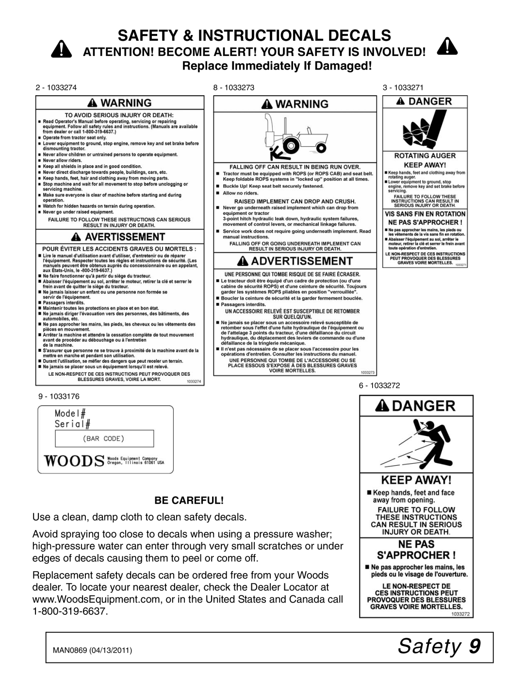 Woods Equipment SB54S, SB84S, SB74S, SB64S manual Be Careful 