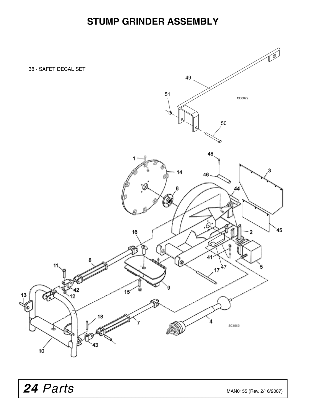 Woods Equipment SG100 manual Parts, Stump Grinder Assembly 