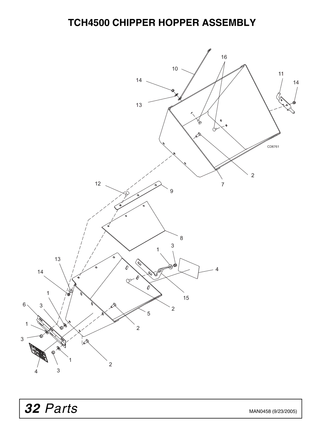 Woods Equipment manual TCH4500 Chipper Hopper Assembly 