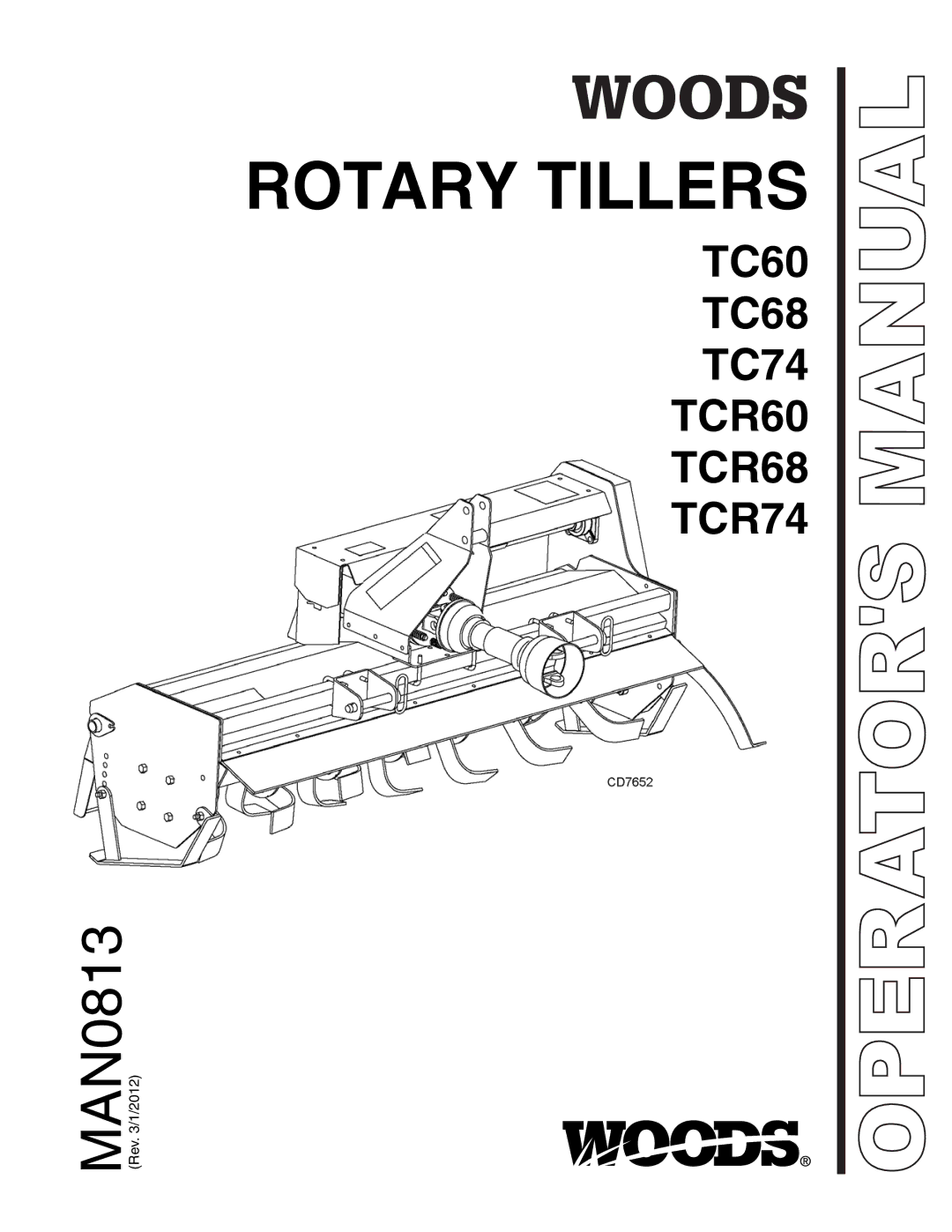 Woods Equipment TCR68, TCR60, TCR74, TC74, TC60, TC68 manual Rotary Tillers 