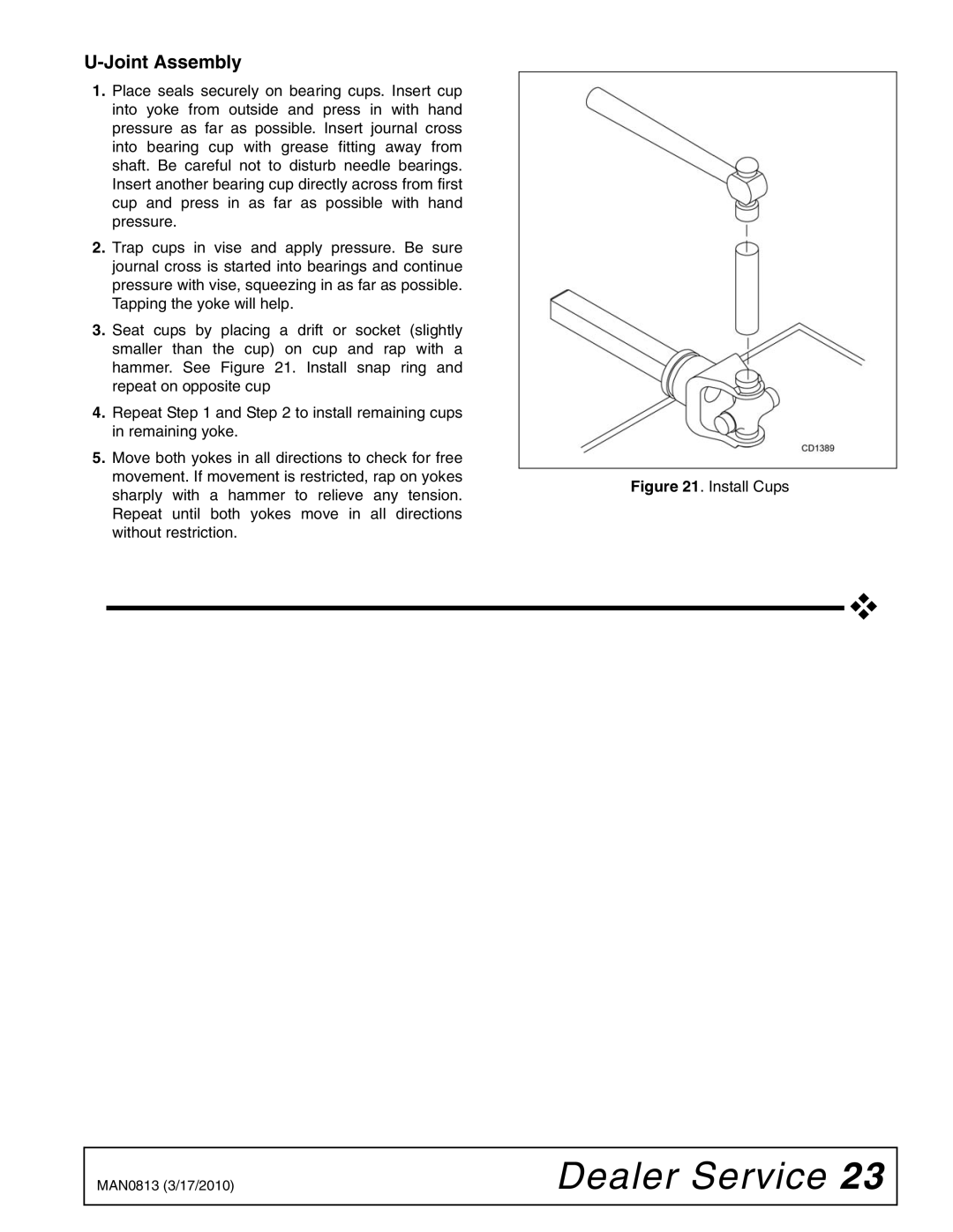 Woods Equipment TC68, TCR60, TCR68, TCR74, TC74, TC60 manual Joint Assembly, Install Cups 