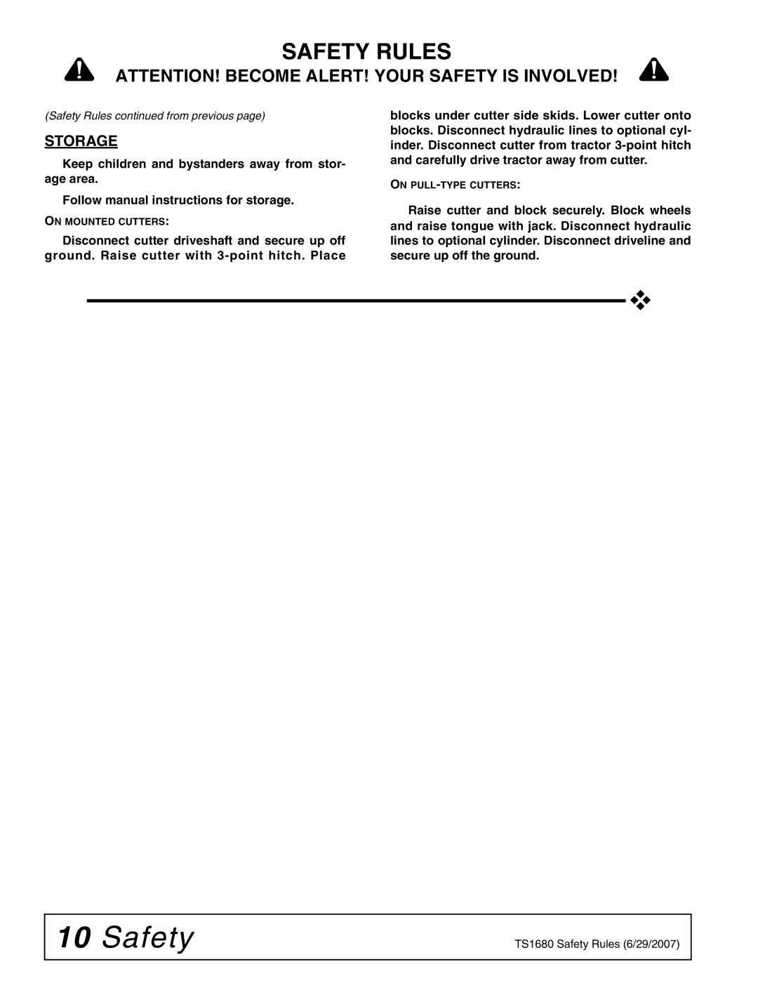 Woods Equipment TS1680Q manual Storage 