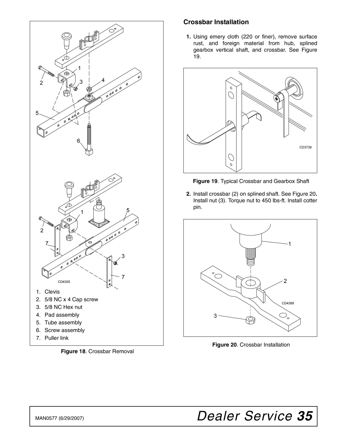 Woods Equipment TS1680Q manual Crossbar Installation, Crossbar Removal 