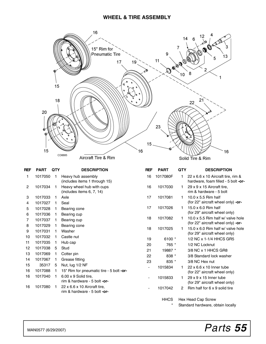 Woods Equipment TS1680Q manual Wheel & Tire Assembly, REF Part QTY Description 