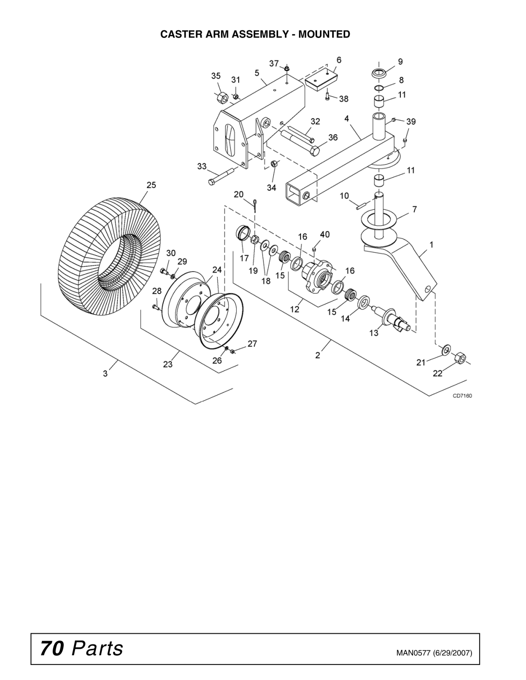 Woods Equipment TS1680Q manual Caster ARM Assembly Mounted 