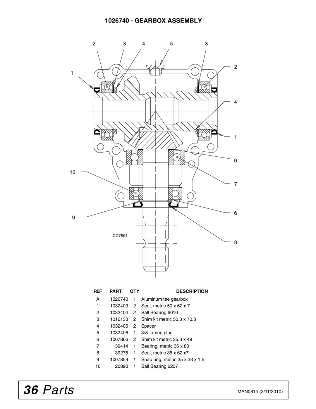 Woods Equipment TS52, TS44 manual Gearbox Assembly 