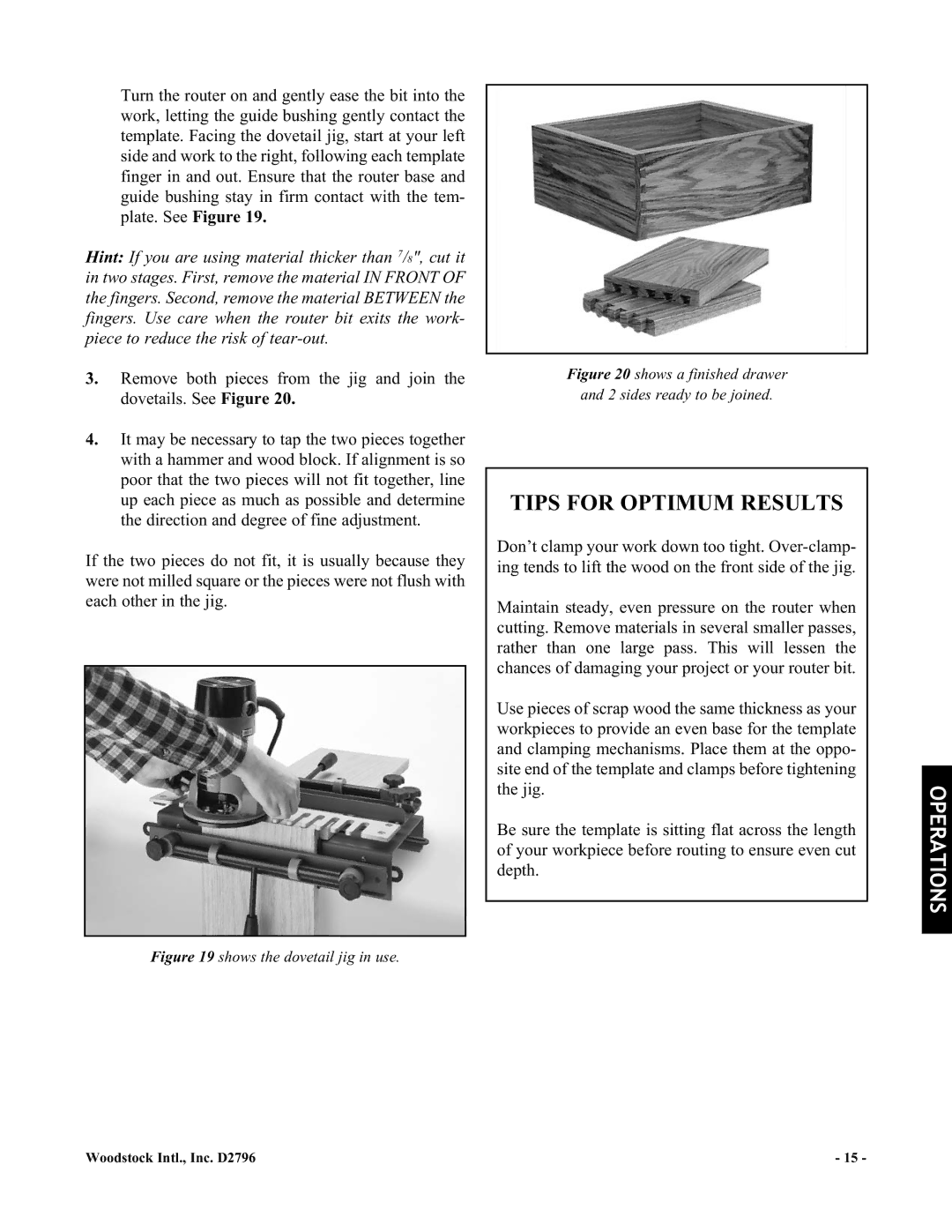 Woodstock D2796 manual Tips for Optimum Results, Shows a finished drawer 2 sides ready to be joined 