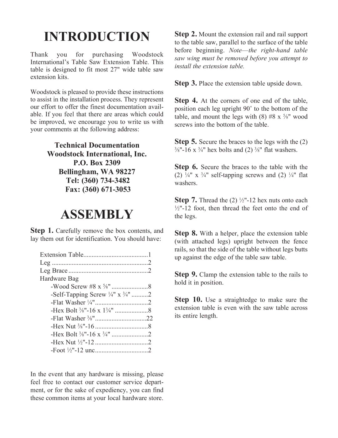 Woodstock D3108 manual Introduction 