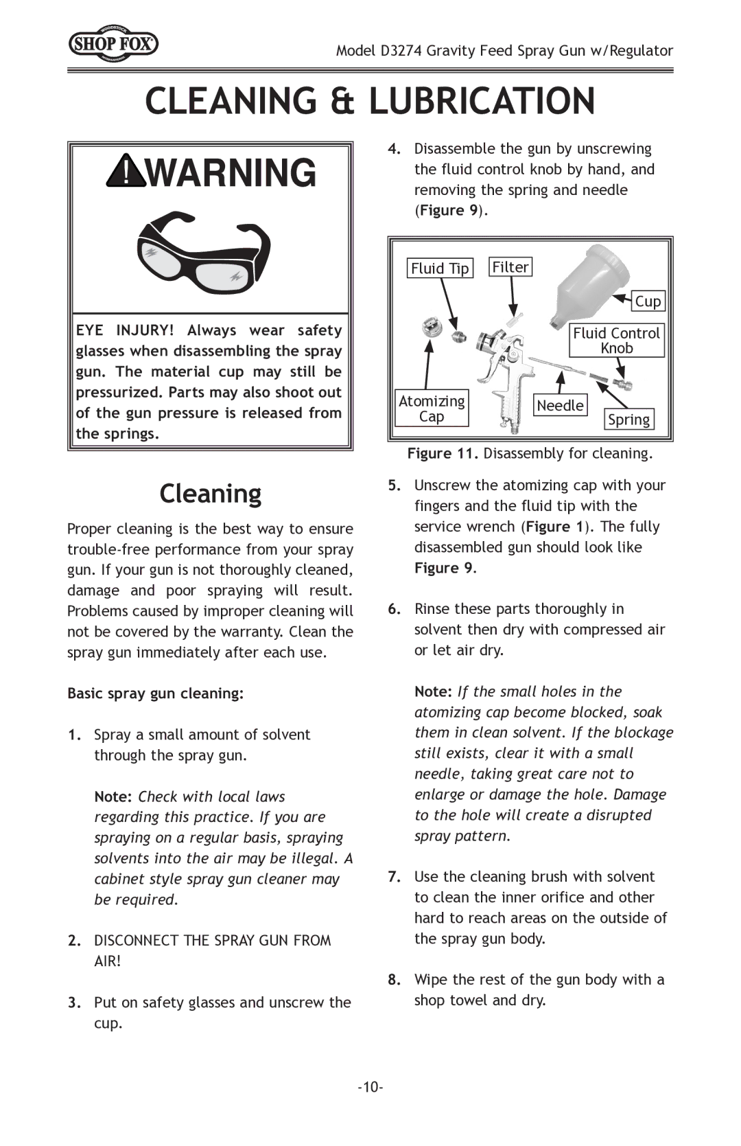 Woodstock D3274 owner manual Cleaning & Lubrication 