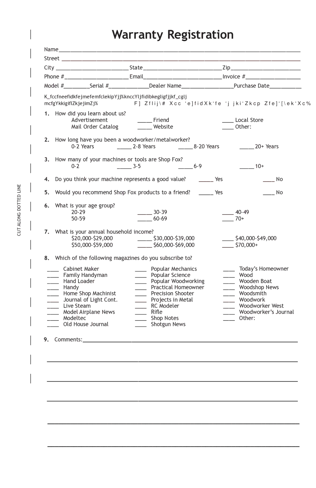 Woodstock D3274 owner manual Warranty Registration 