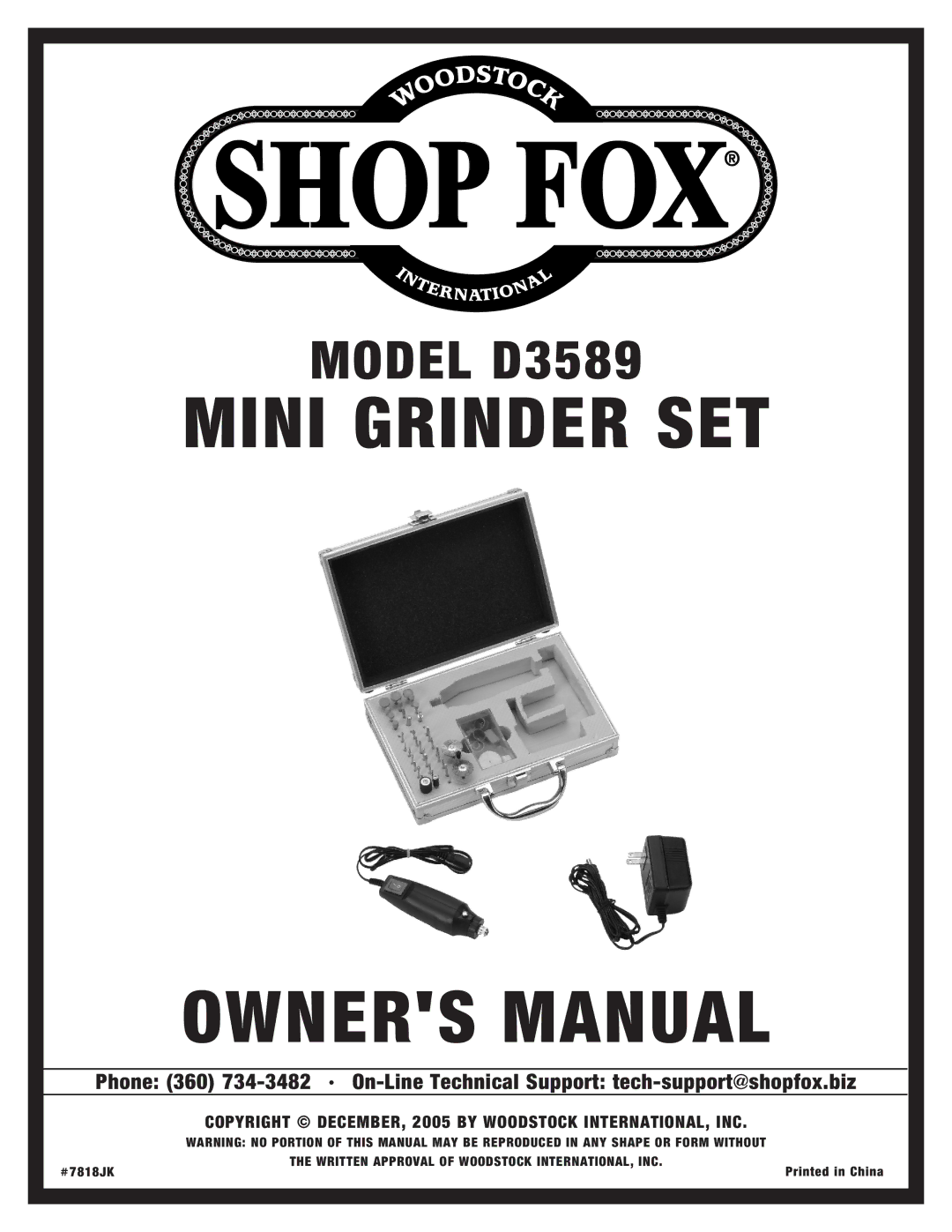 Woodstock D3589 owner manual Mini Grinder SET 