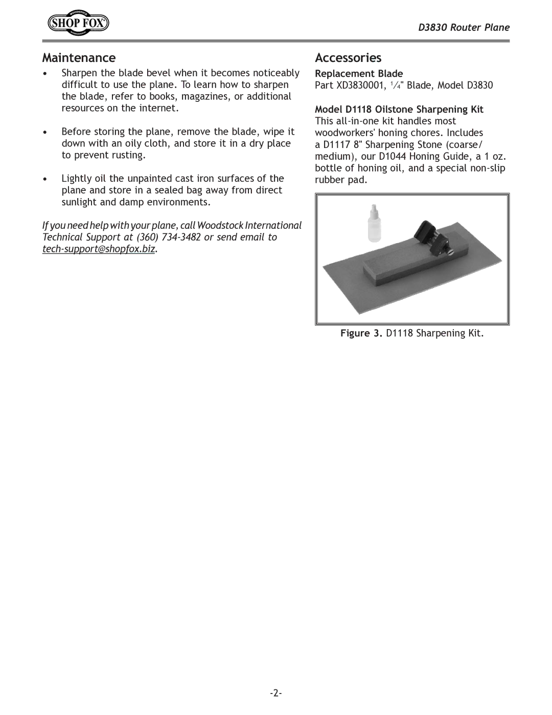 Woodstock D3830 instruction sheet Maintenance, Accessories, Replacement Blade 