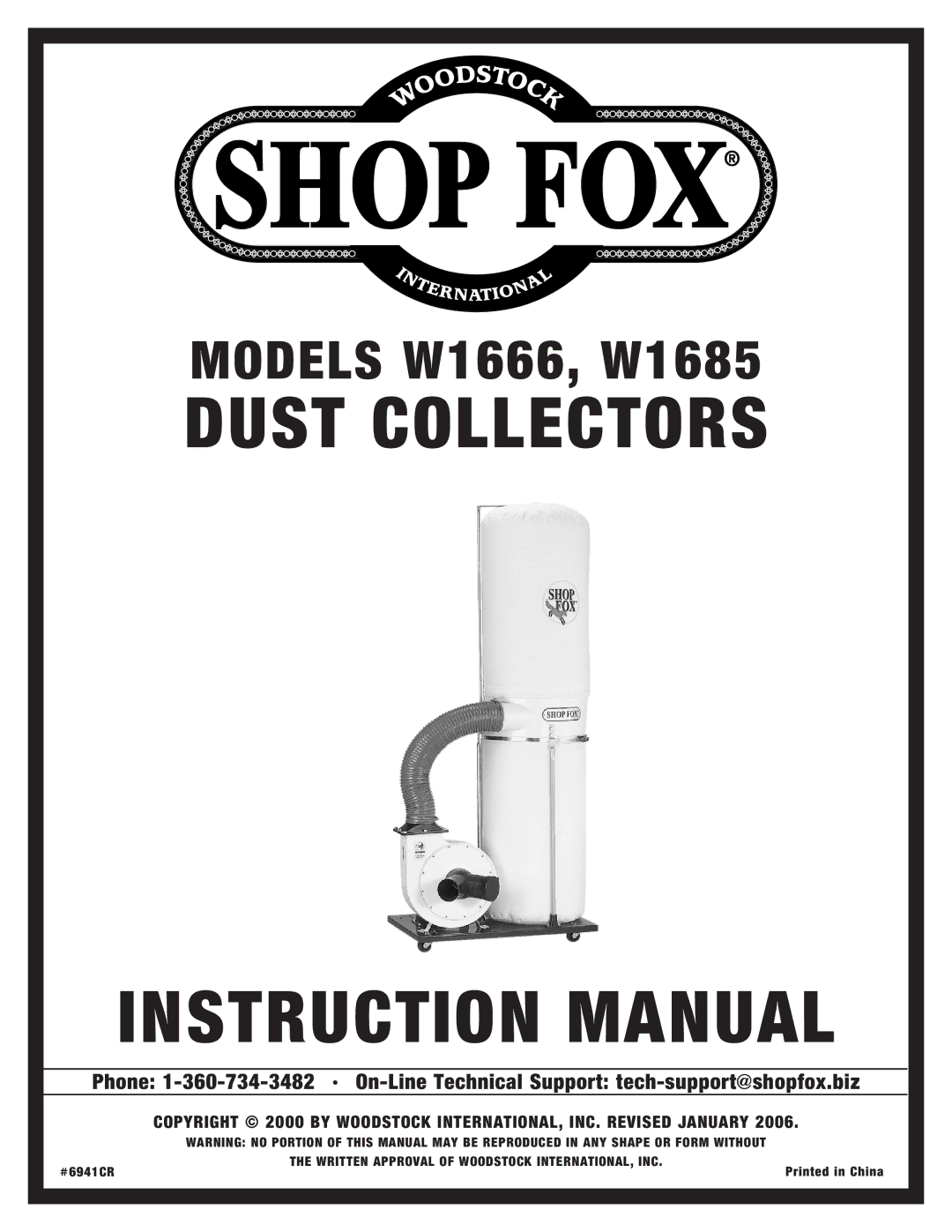 Woodstock W1685, DUST COLLECTORS, W1666 instruction manual Dust Collectors 