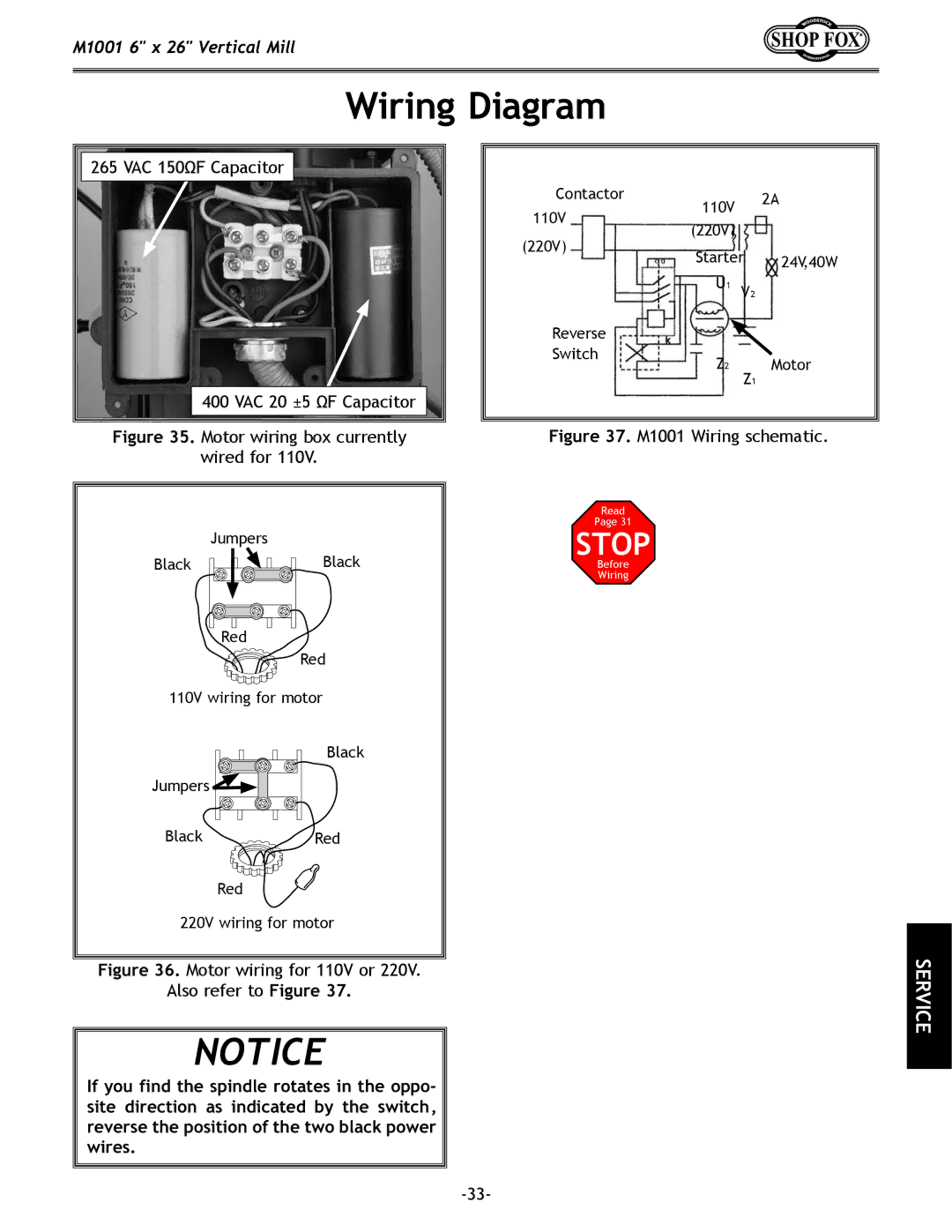 Woodstock M1001 manual Wiring Diagram, VAC 150F Capacitor 