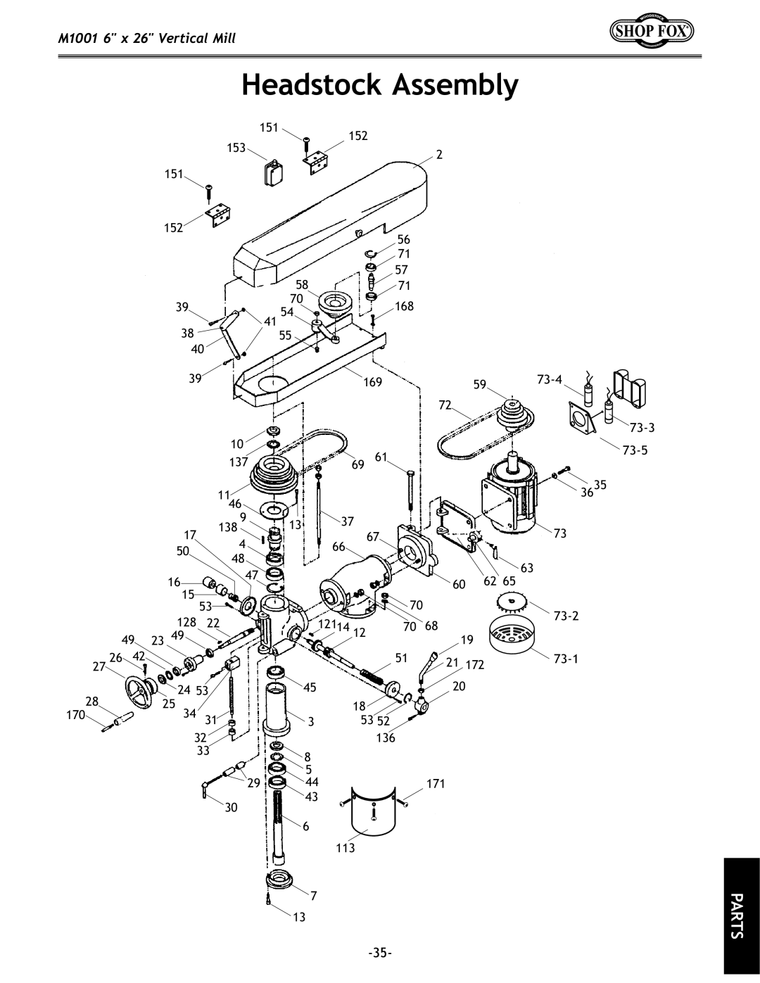 Woodstock M1001 manual Headstock Assembly 