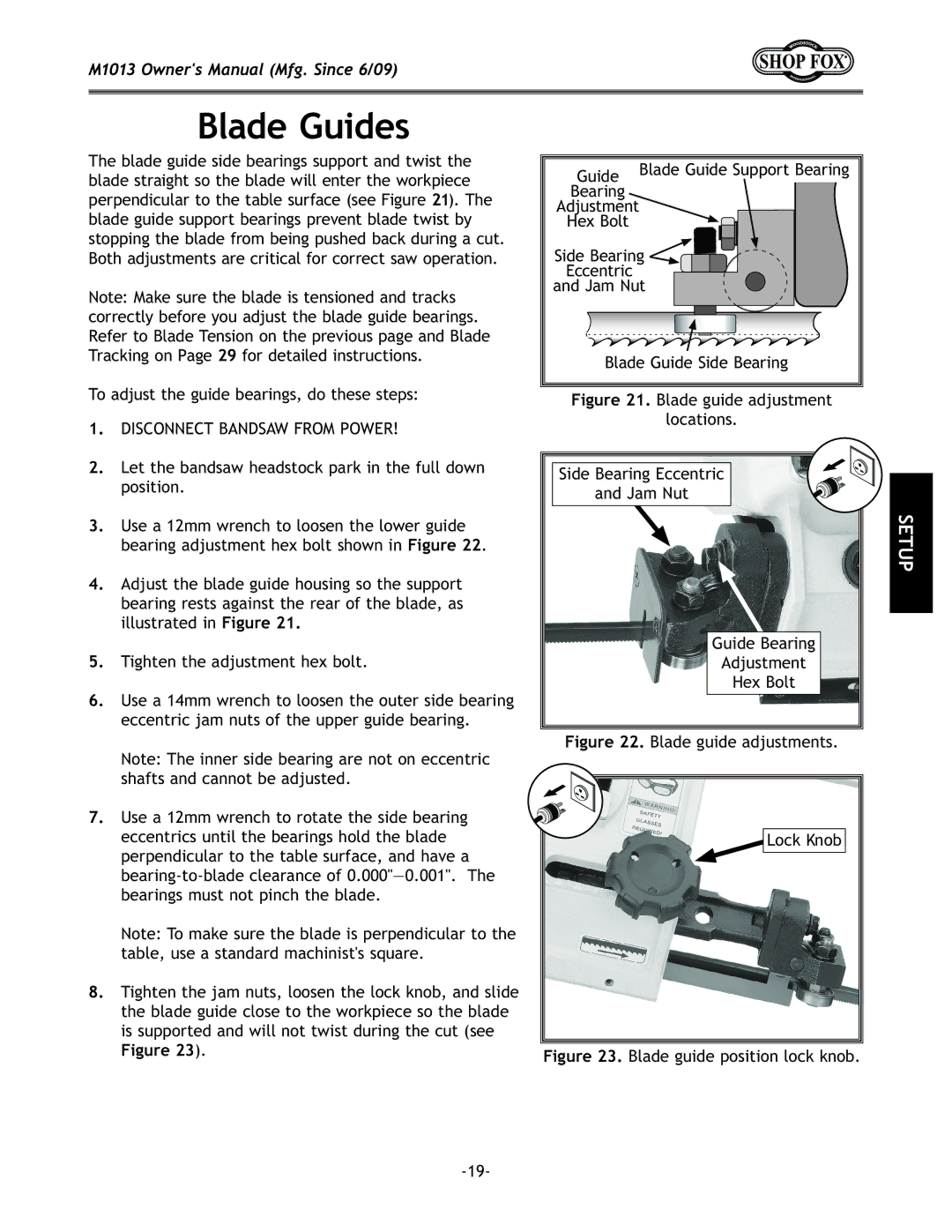 Woodstock M1013 manual 9cX\l`\j, Disconnect Bandsaw from Power 