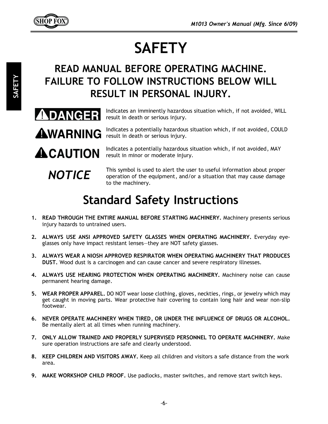 Woodstock M1013 manual J8=KP 