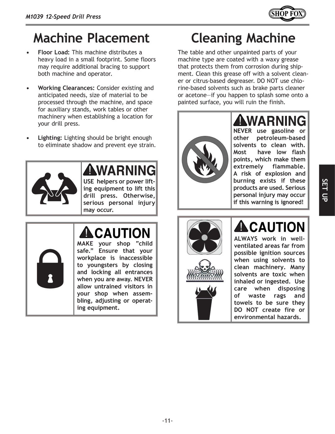 Woodstock M1039 manual DXZ`e\GcXZ\d\ek, Xe`eDXZ`e 