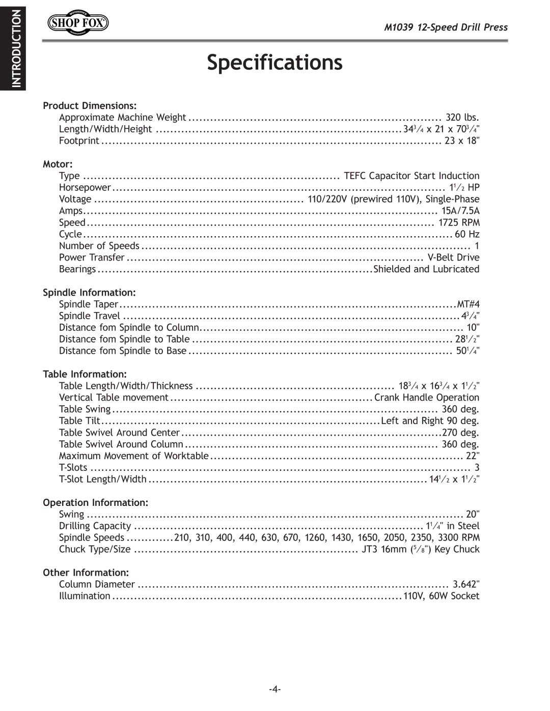 Woodstock M1039 manual Jg\Z``ZXk`fej 