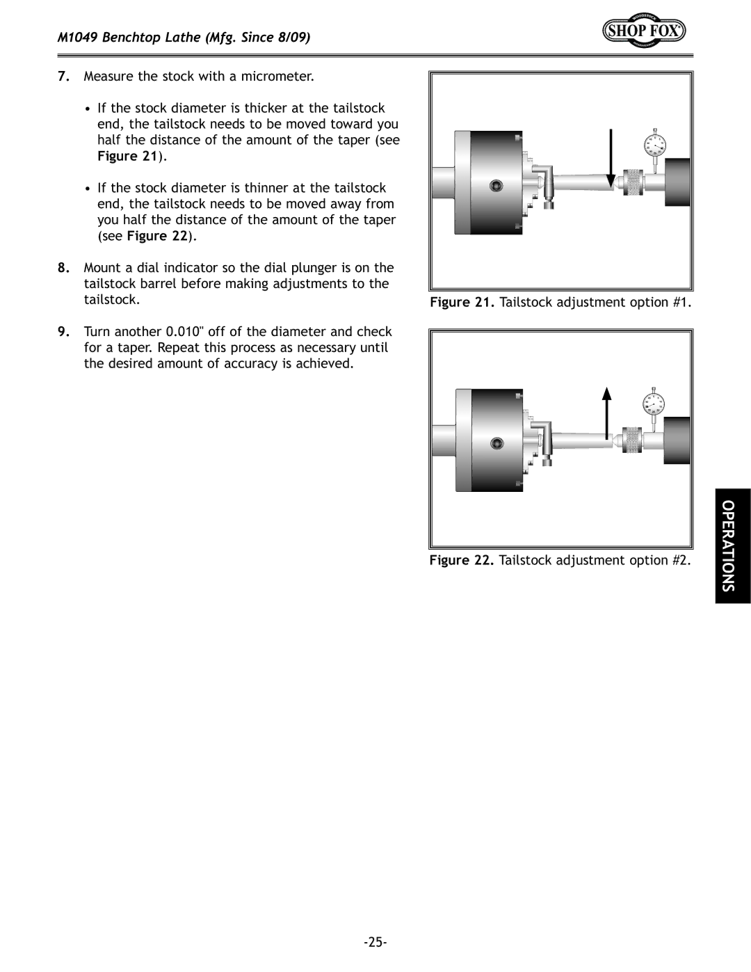 Woodstock M1049 manual =`li\22% Tailstock adjustment option #2 