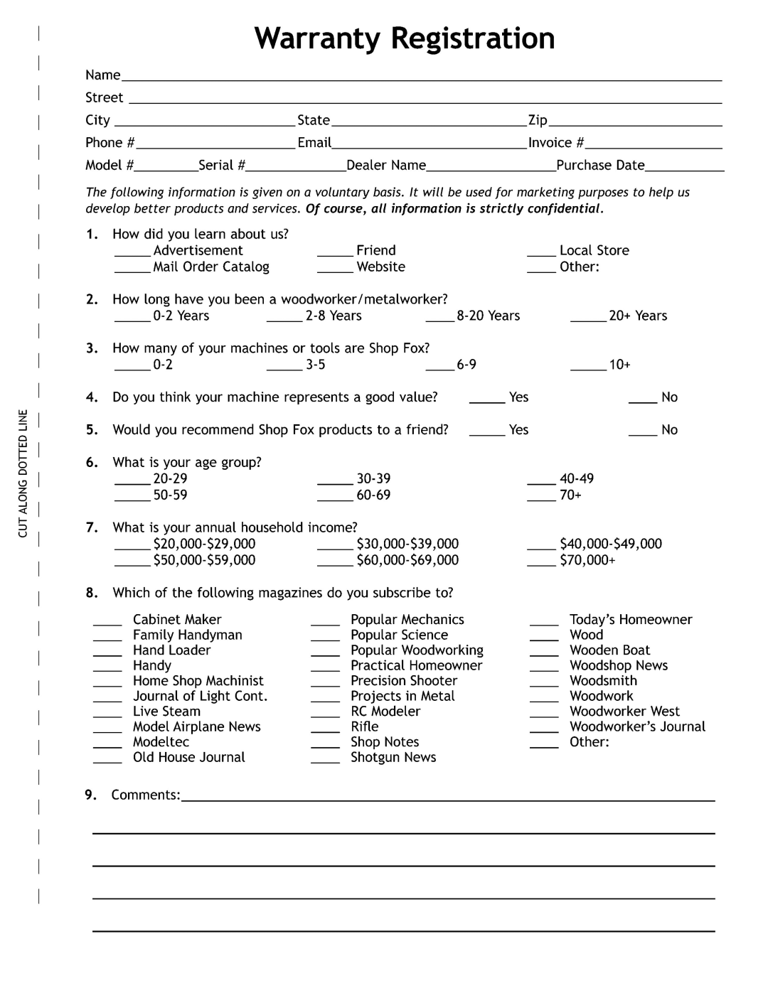 Woodstock M1049 manual 