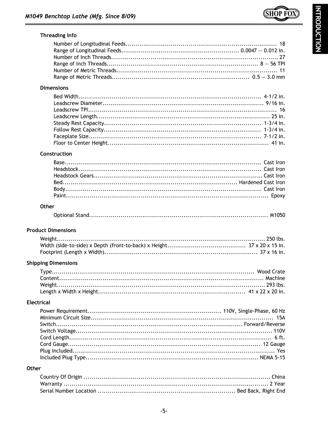 Woodstock M1049 manual @Ekiflk@Fe 