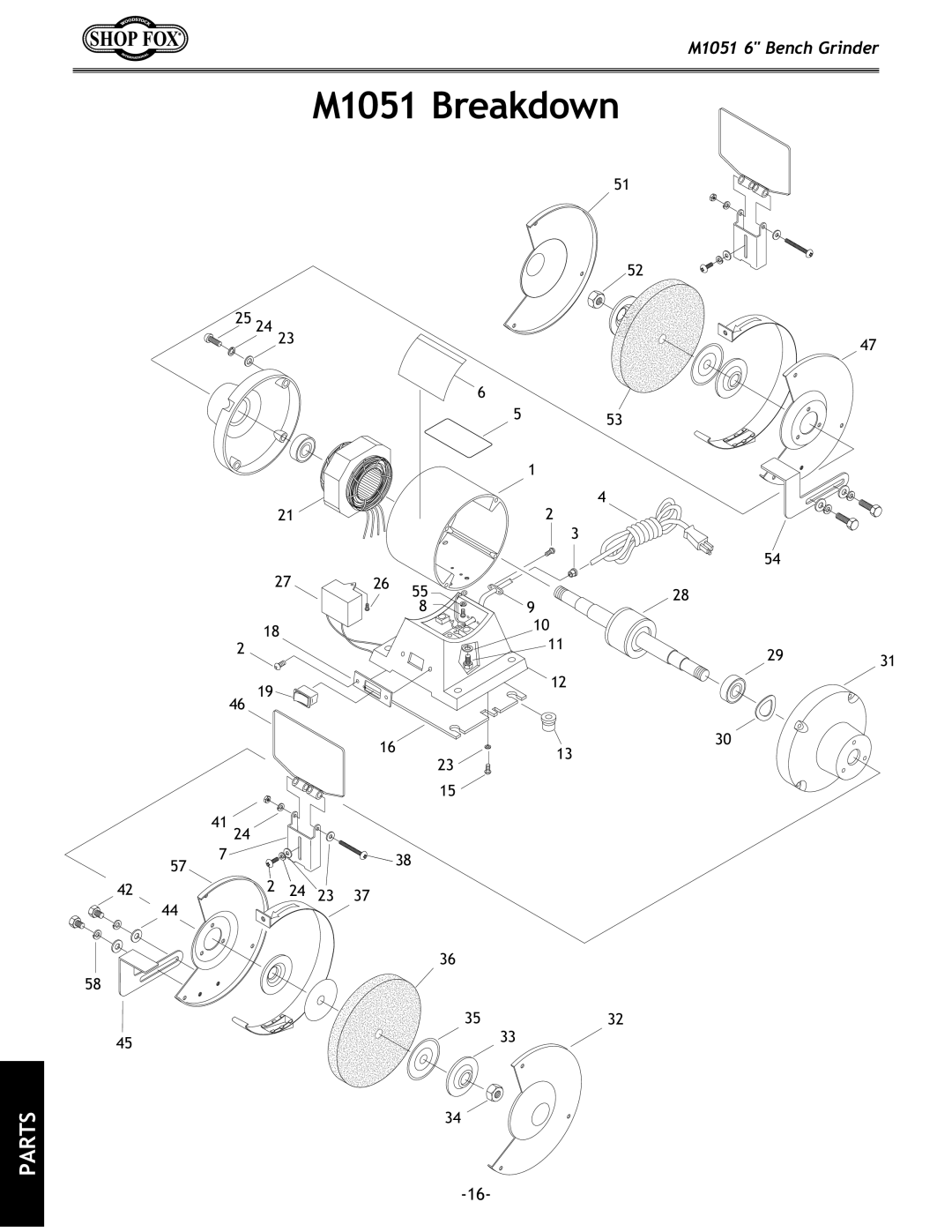 Woodstock owner manual M1051 Breakdown 