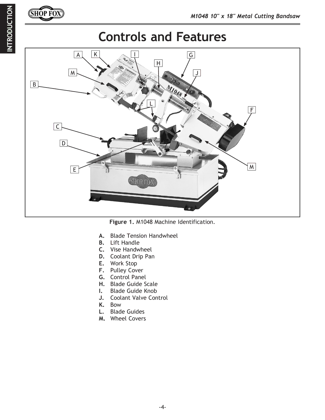 Woodstock M1054 owner manual Controls and Features 