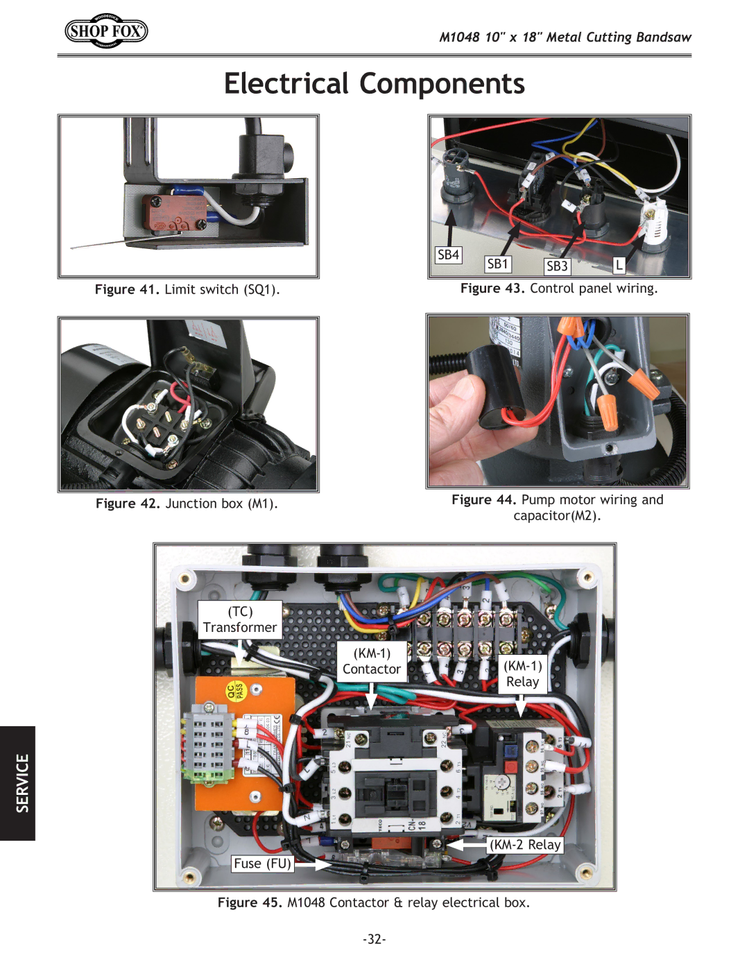 Woodstock M1054 owner manual Electrical Components, Limit switch SQ1 