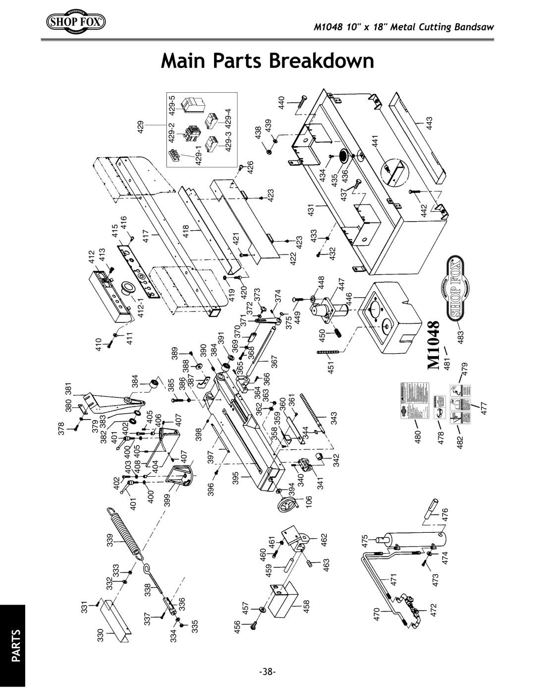 Woodstock M1054 owner manual Breakdown 