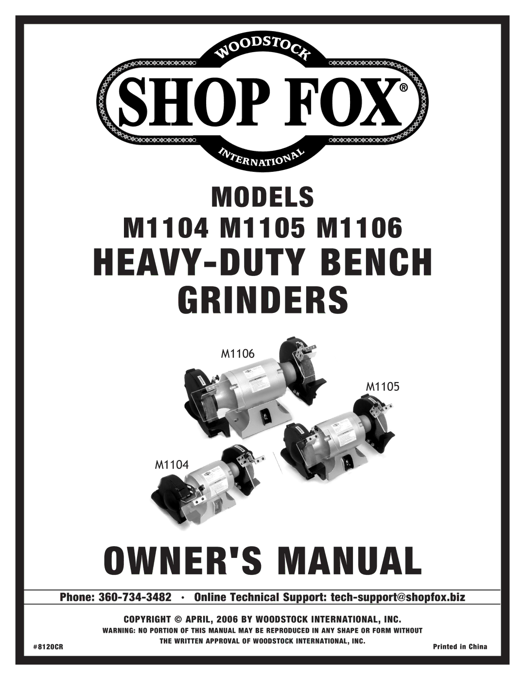 Woodstock M1104, M1106, M1105 owner manual HEAVY-DUTY Bench Grinders 