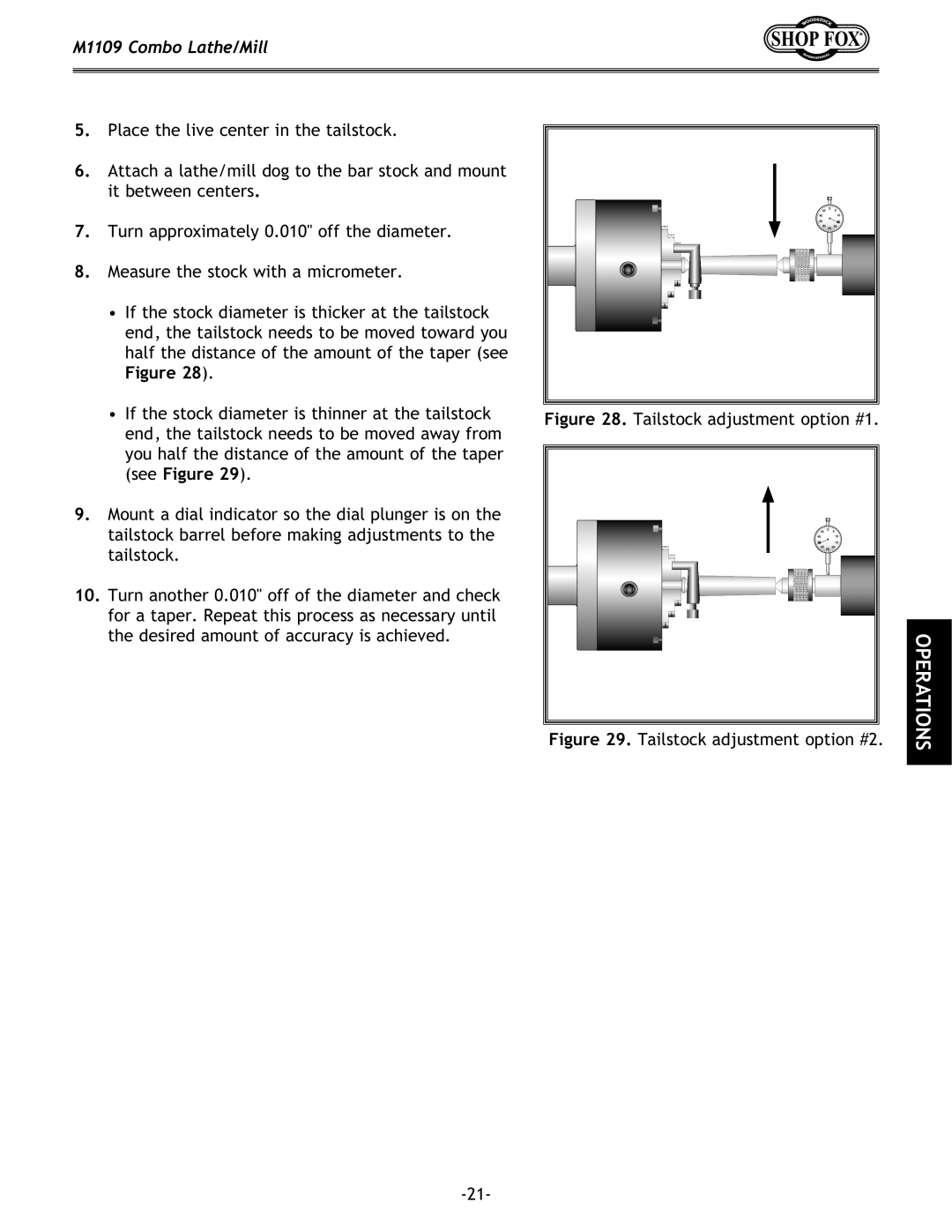 Woodstock M1109 owner manual Tailstock adjustment option #2 