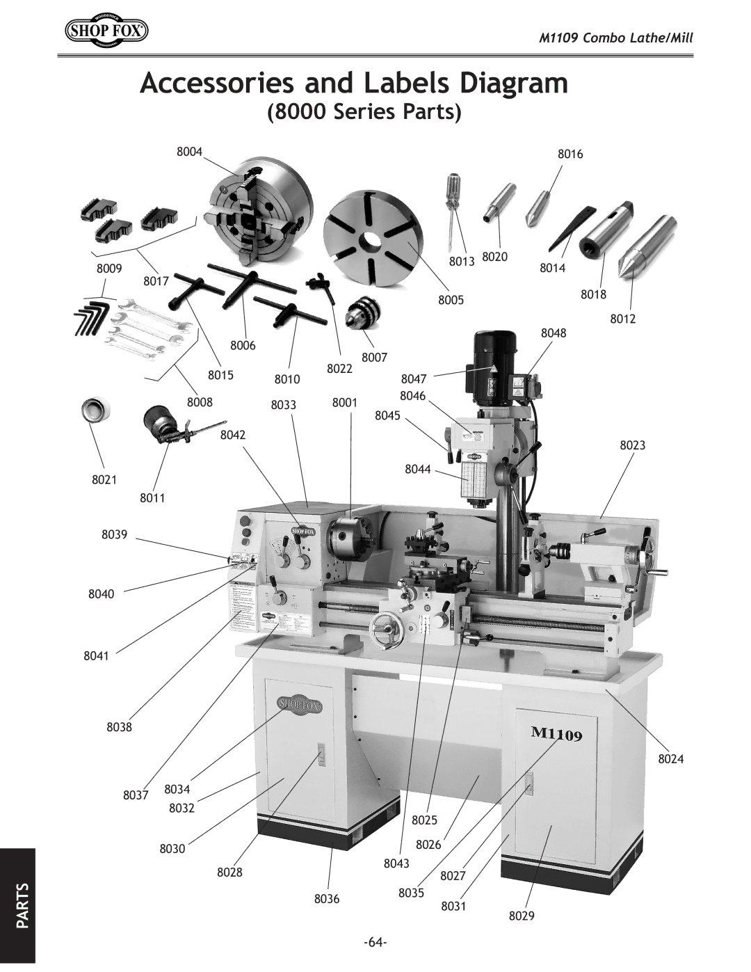 Woodstock M1109 owner manual Accessories and Labels Diagram 