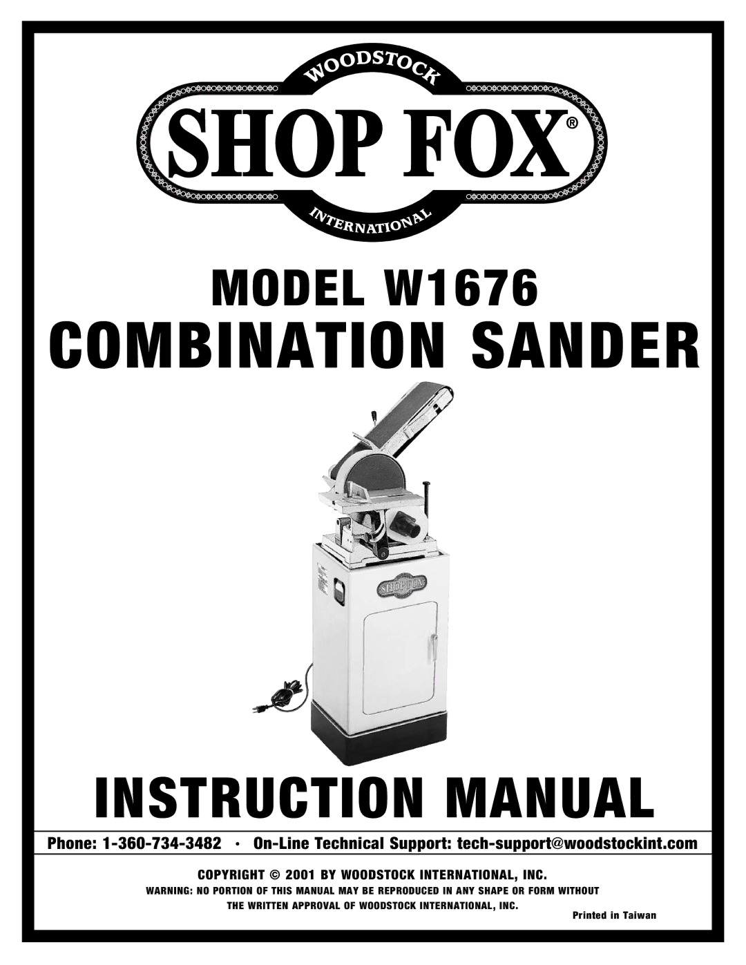 Woodstock Model owner manual Combination Sander 