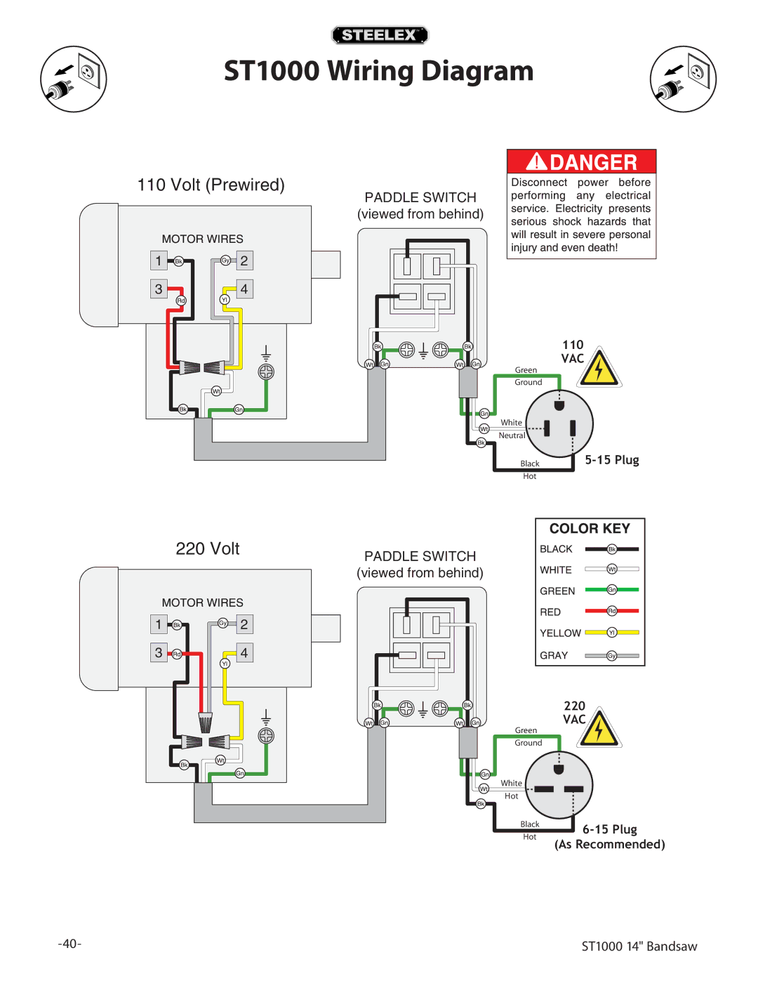 Woodstock owner manual ST1000 Wiring Diagram 