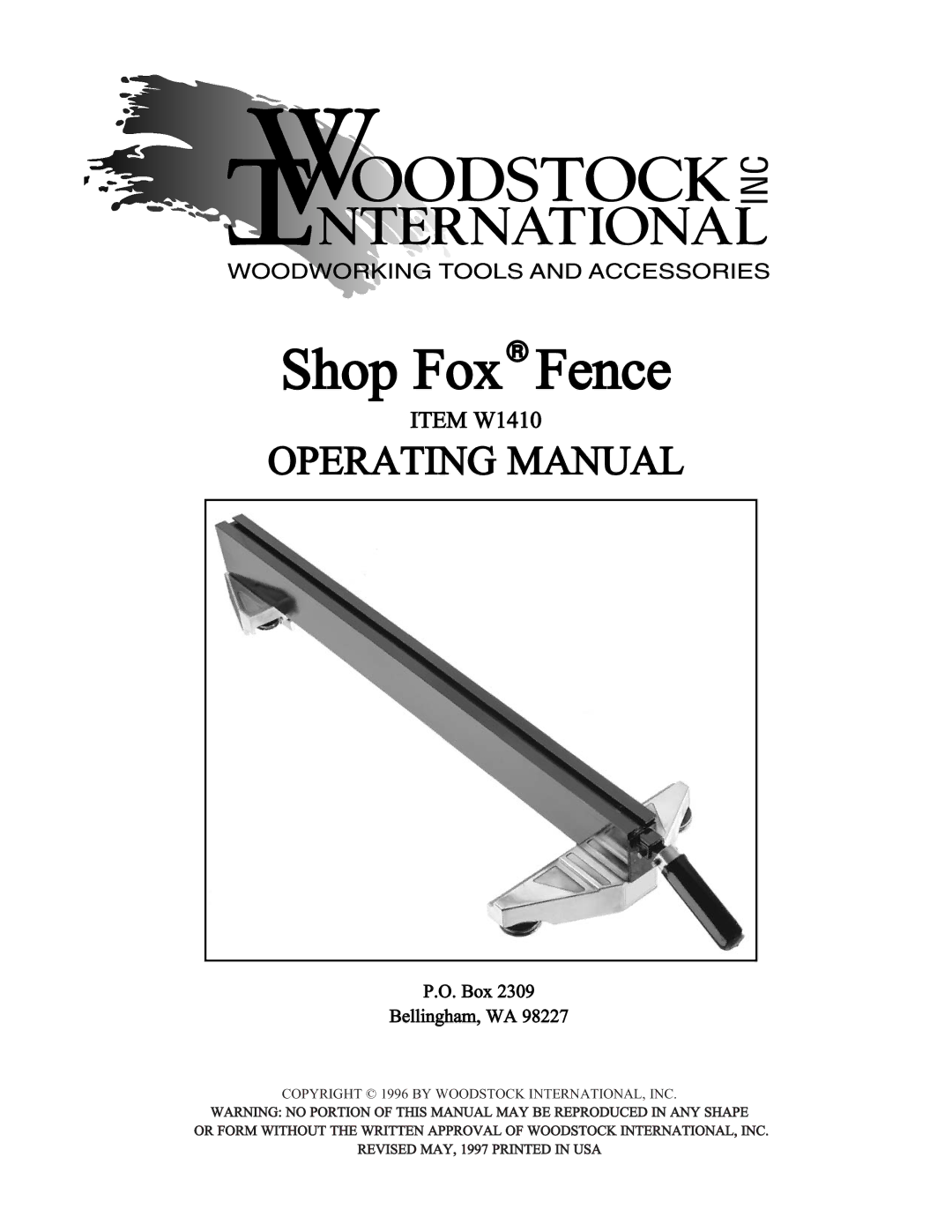 Woodstock W1410 manual Shop Fox Fence 