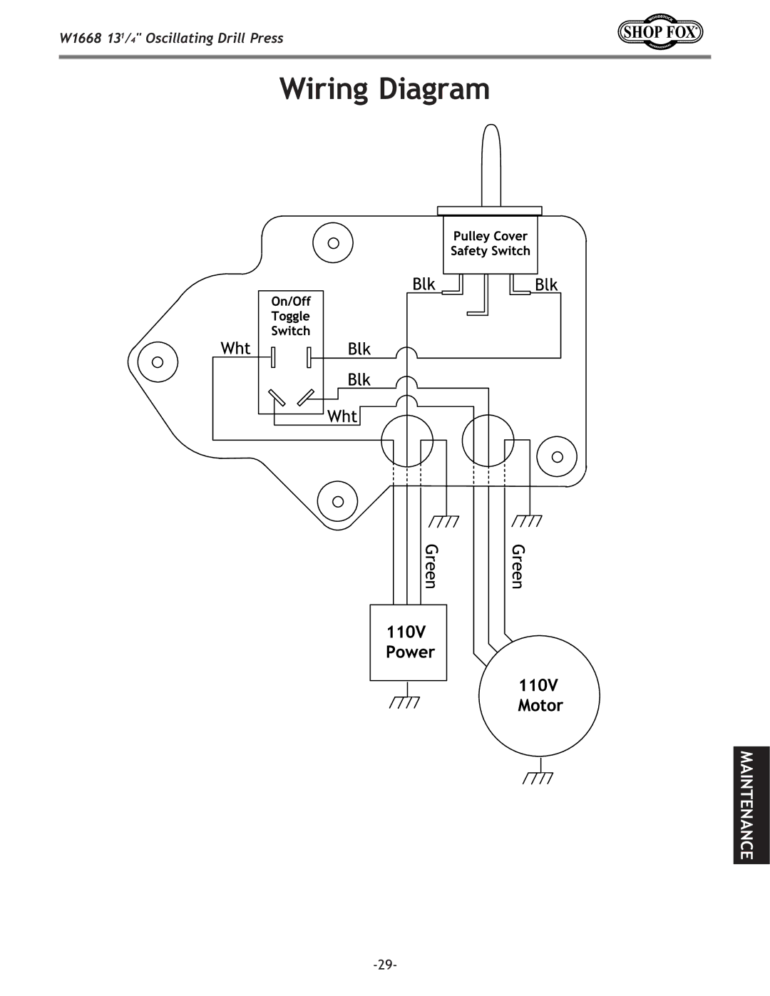 Woodstock W1668 manual Wiring Diagram 