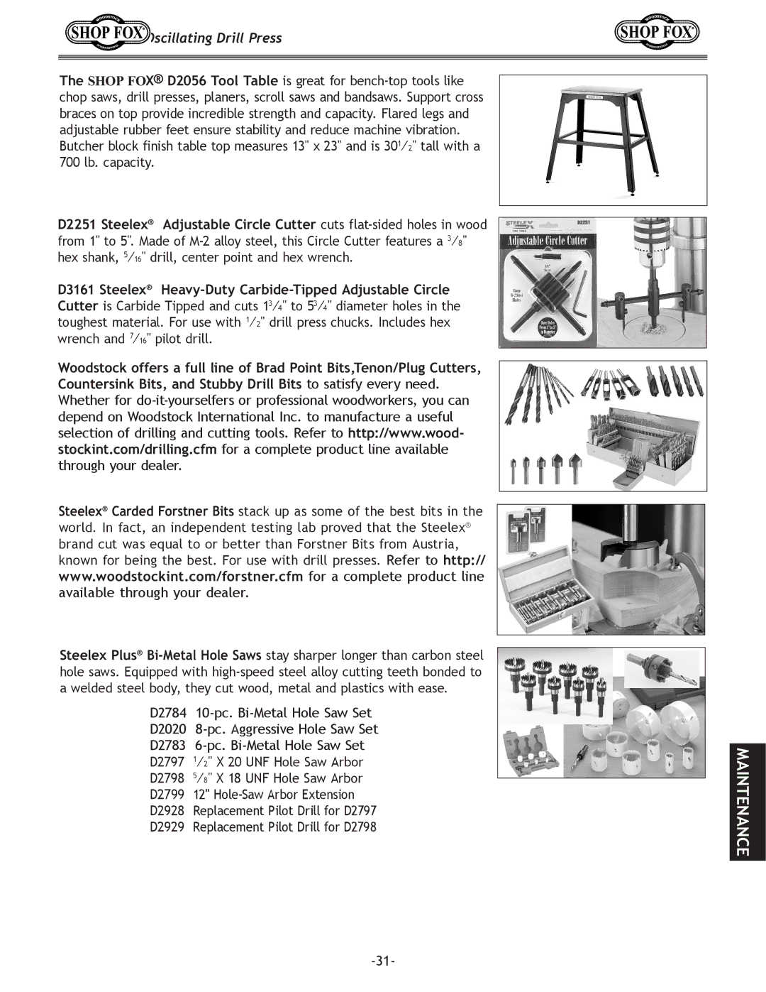 Woodstock W1668 manual Maintenance 