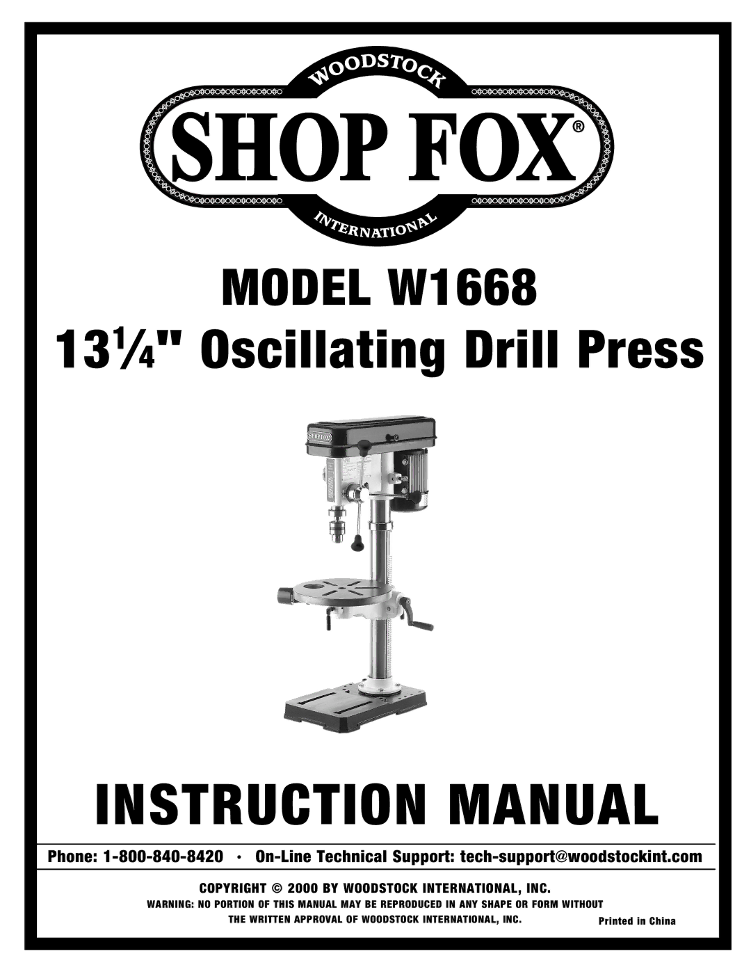 Woodstock instruction manual Model W1668 