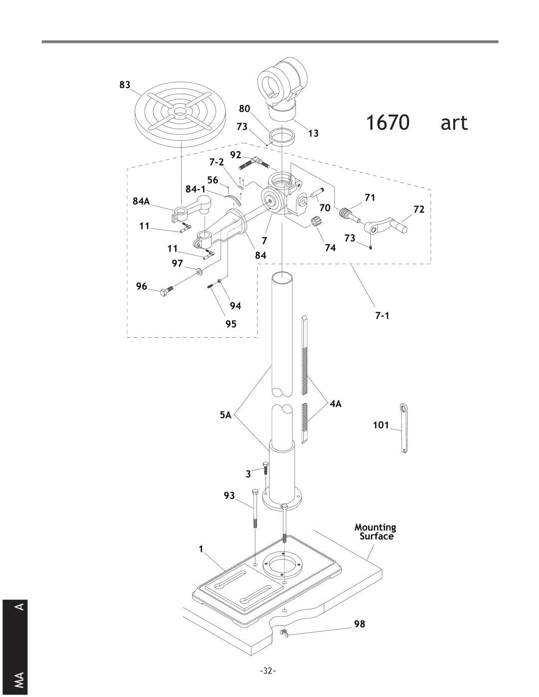 Woodstock D2677, W1669, D2722 instruction manual W1670 Parts 