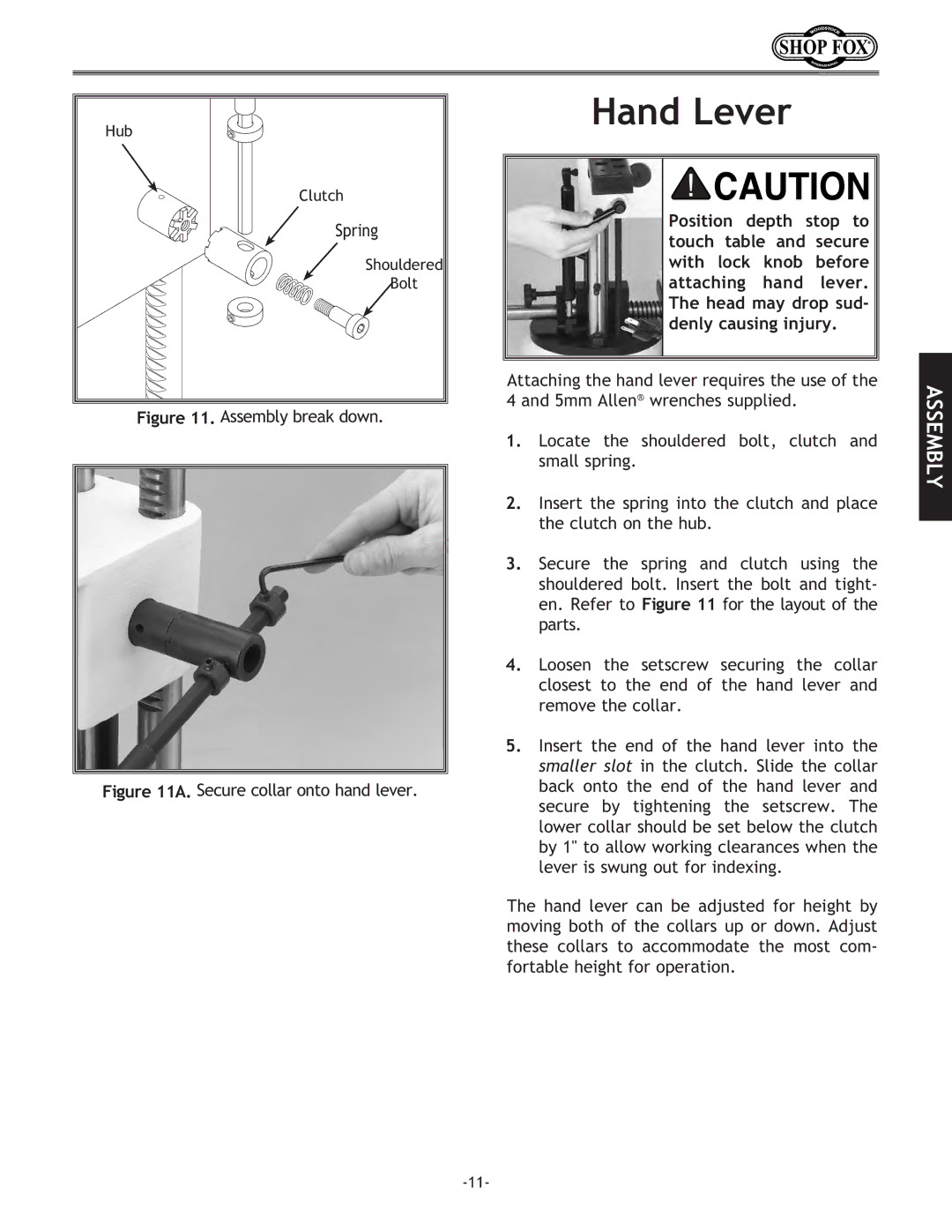 Woodstock W1671 instruction manual Hand Lever, Assembly break down 