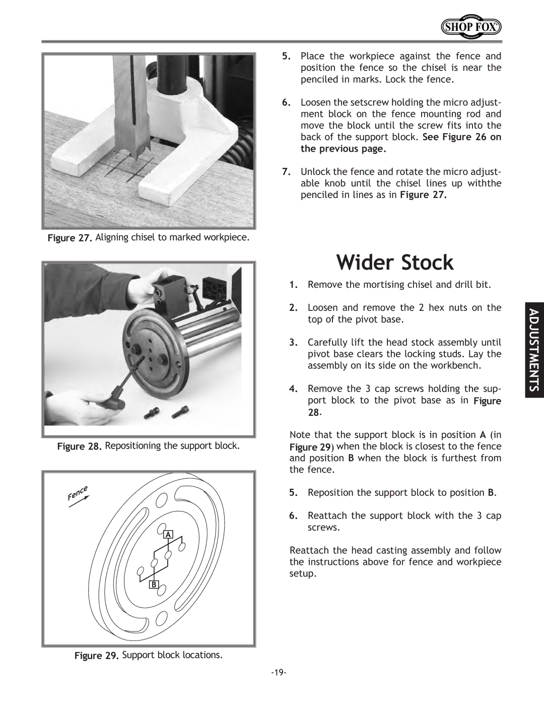 Woodstock W1671 instruction manual Wider Stock, Aligning chisel to marked workpiece 