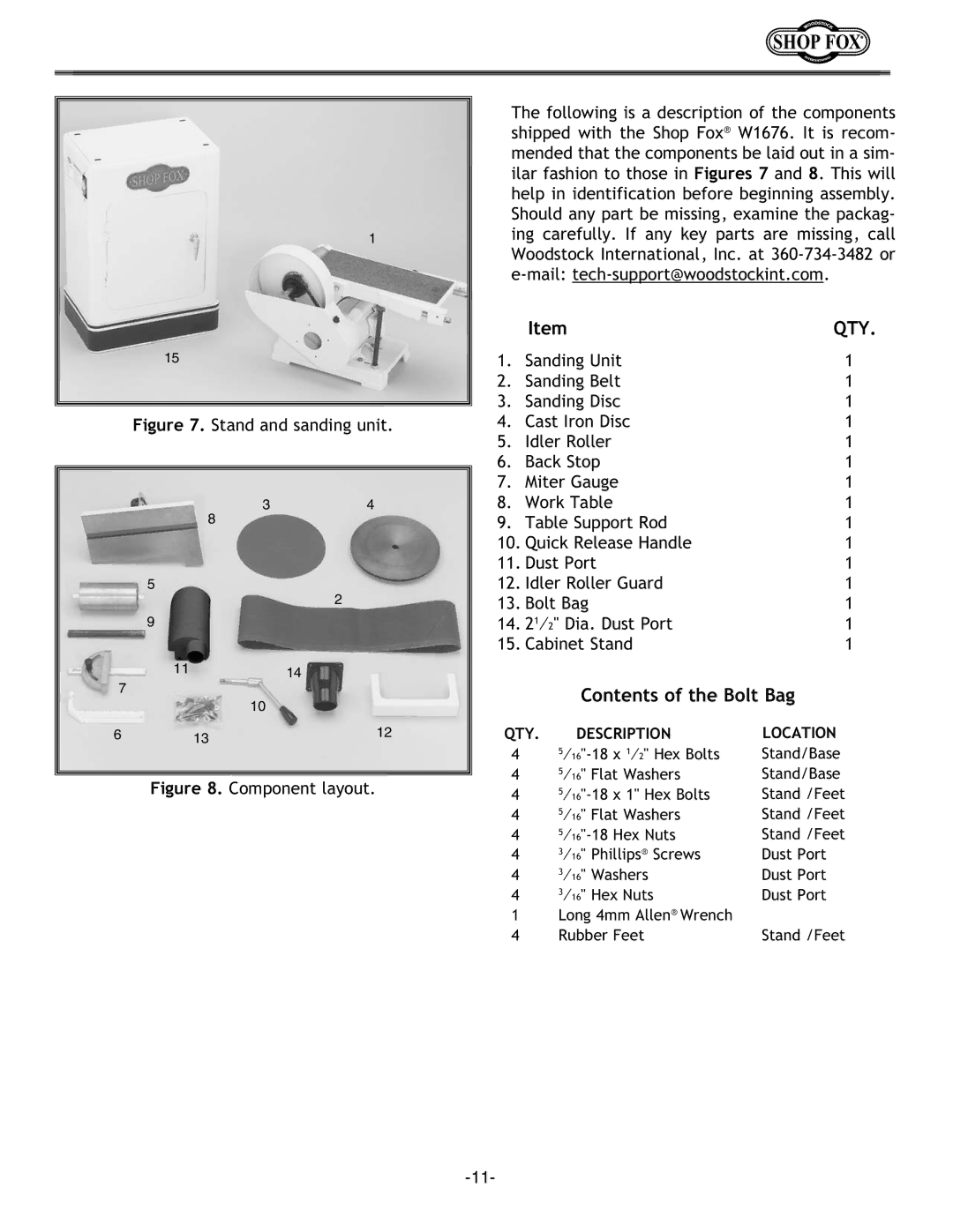 Woodstock W1676 instruction manual Qty 