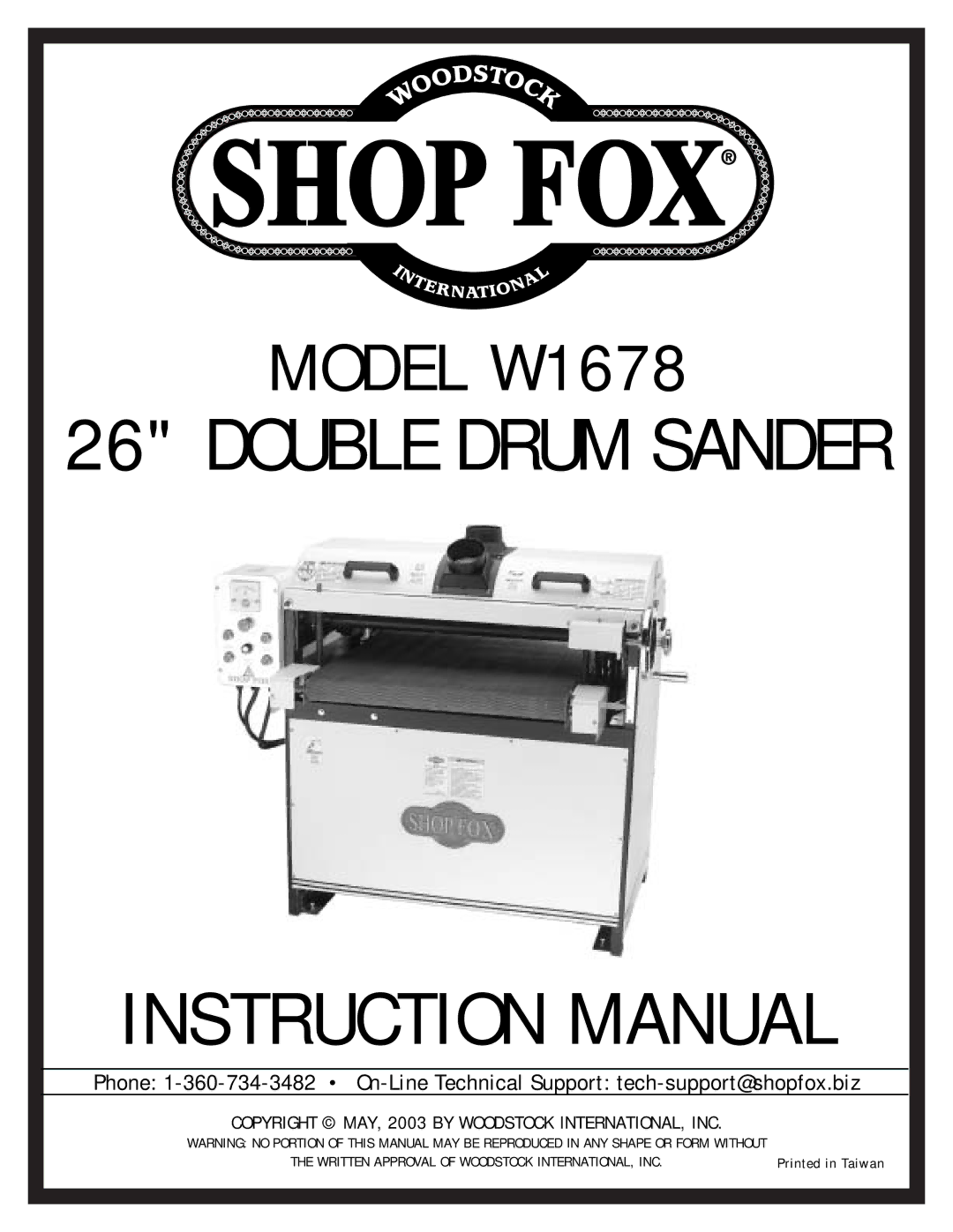 Woodstock instruction manual Model W1678 